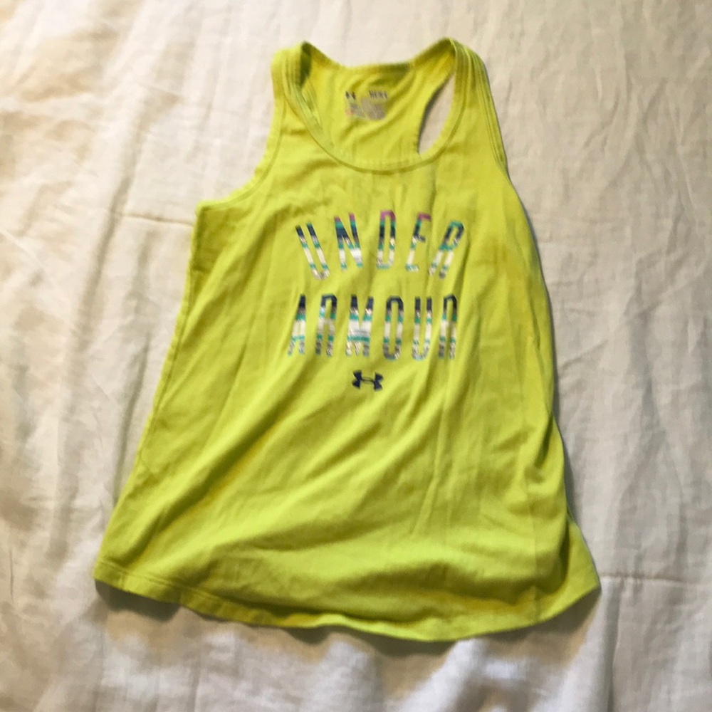 Yellow Under Armour Racerback Workout Tank